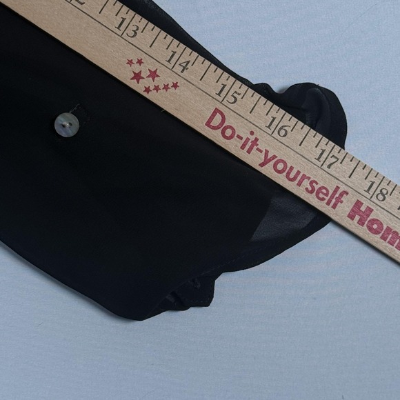 Y2K Retro Express Chiffon Blouse Small Sheer Henley Tunic Roll Tab Sleeve Top - Picture 5 of 8